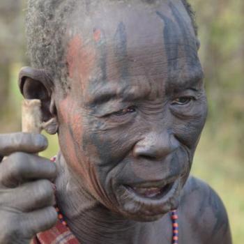 Elder Rosoliwung Magolony during a communal healing ceremony in Maregge